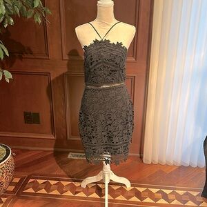 Black lace low back dress
